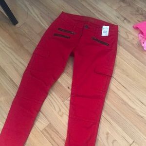 Size 5 Zipper Red Skinny Jeans ! New